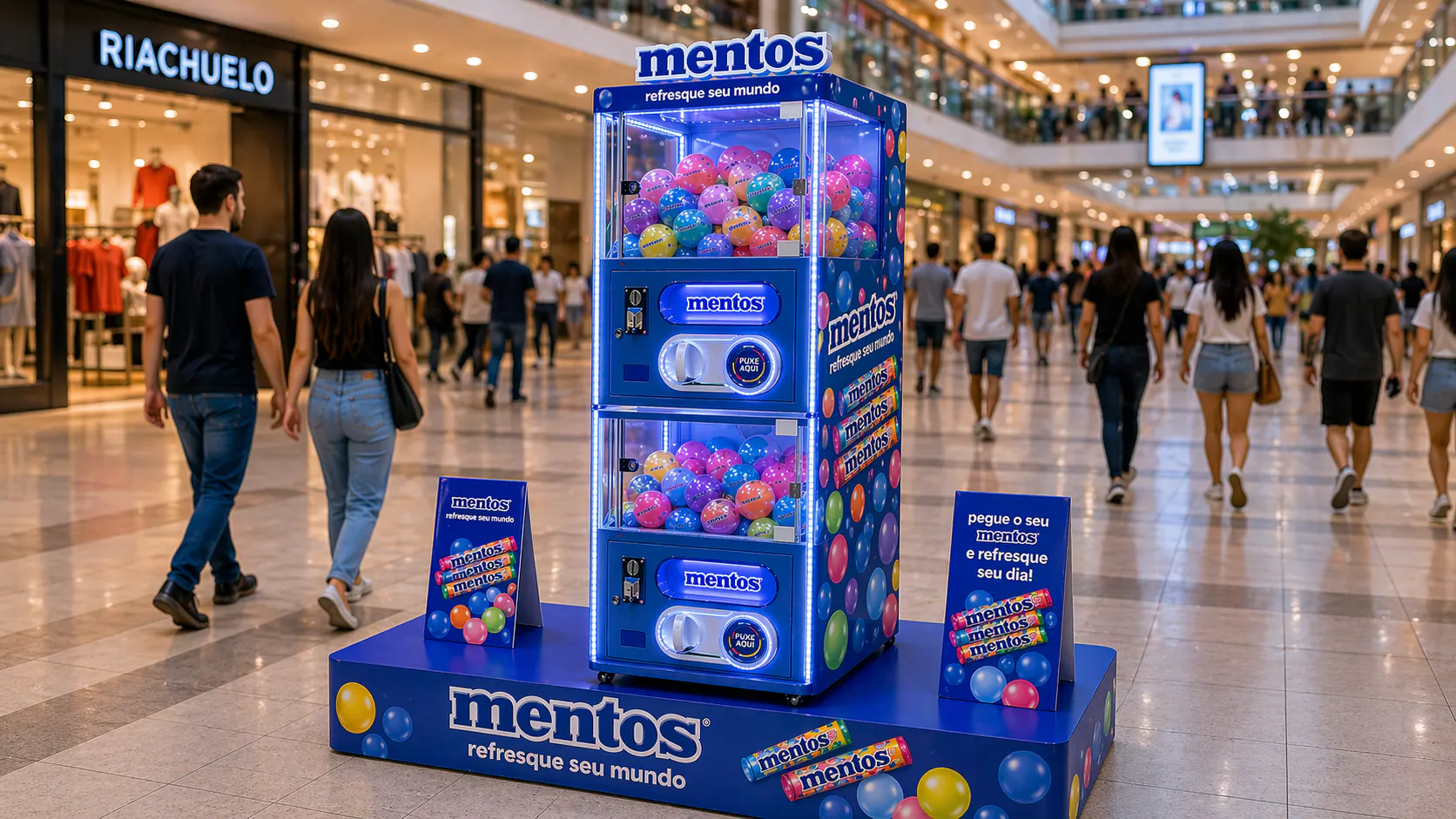 Gashapon personalizada em ativação de compre e ganhe com cápsulas iluminadas
