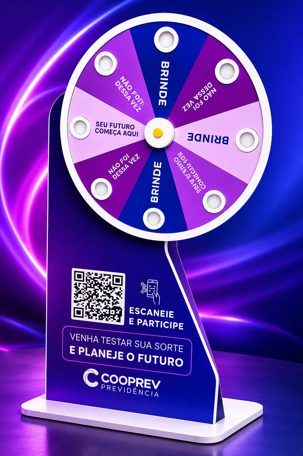 Roleta de prêmios eletrônica personalizada para a Cooprev